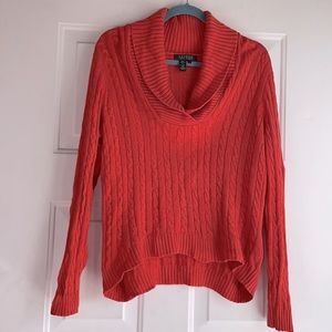 Ralph Lauren Silk Cashmere Cable Knit Sweater size L Holiday Red
